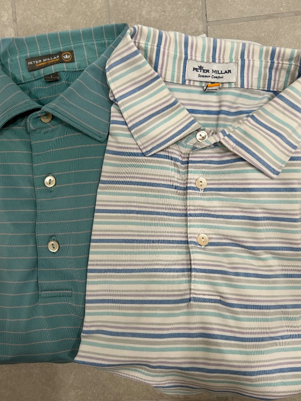 Lot of TWO Peter Millar Southern Comfort stretch  L golf polo EUC sh slv shirts